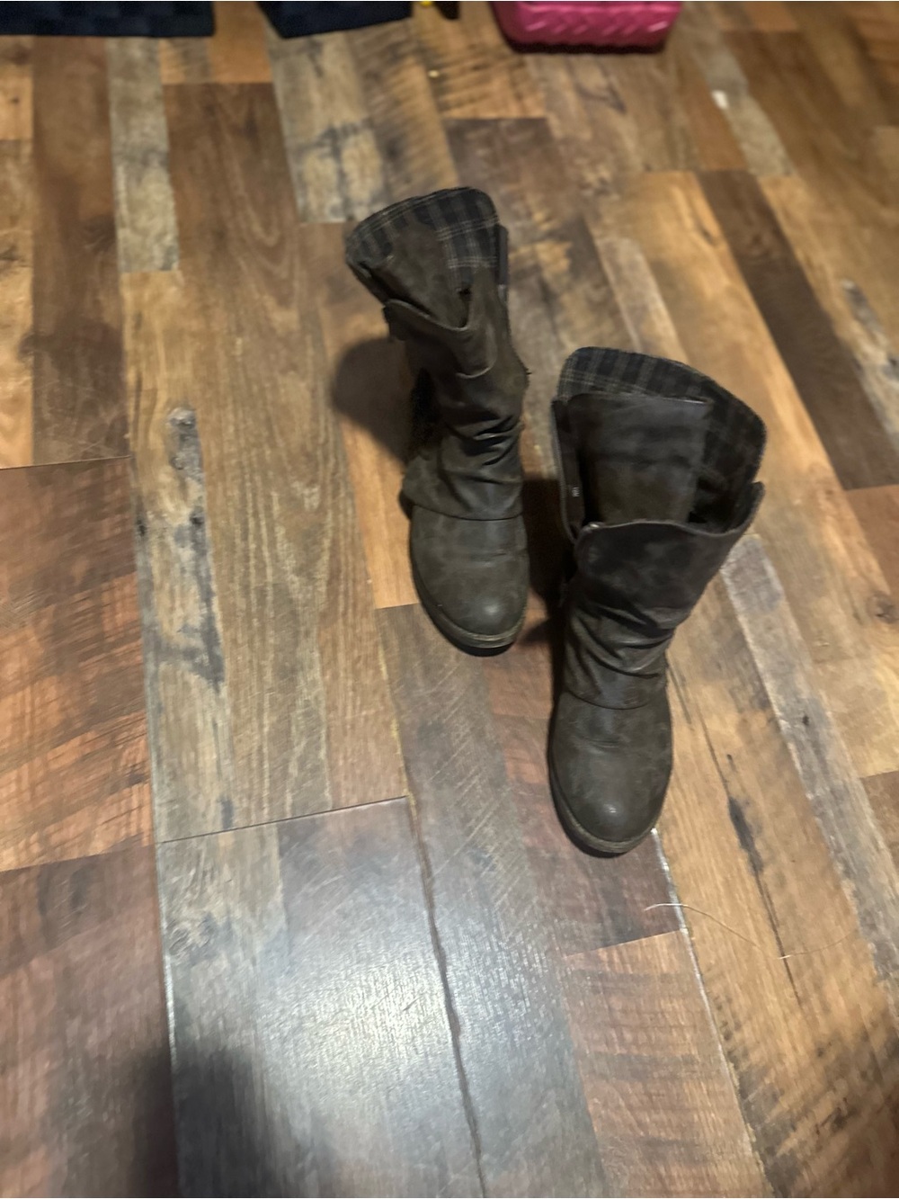 Women's Slouch Moto Boots in Dark Brown